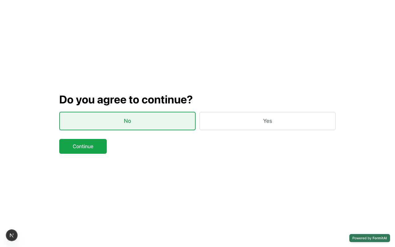 Yes/No field on a live Formit form