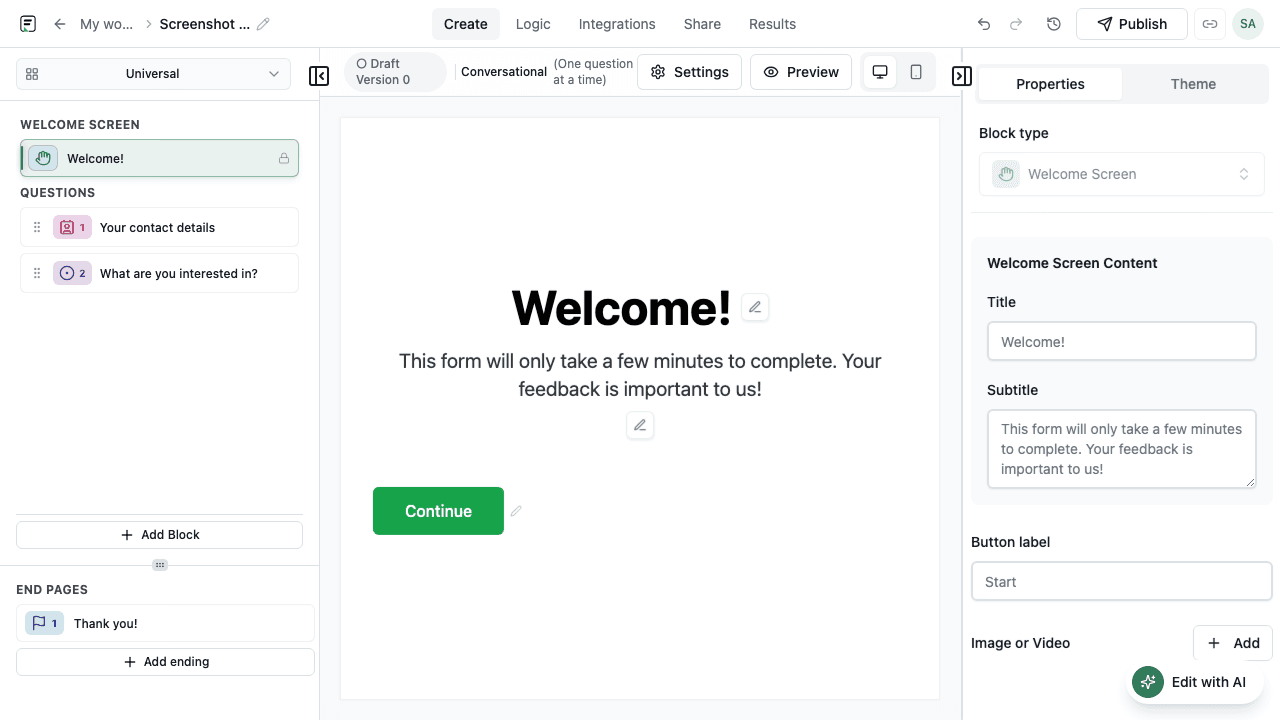 Adding Contact Info and Email blocks for lead capture