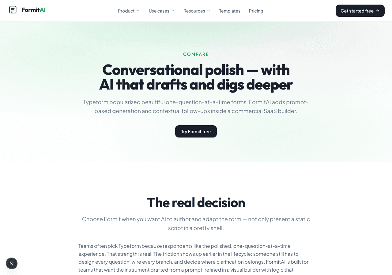 FormitAI vs Typeform comparison overview