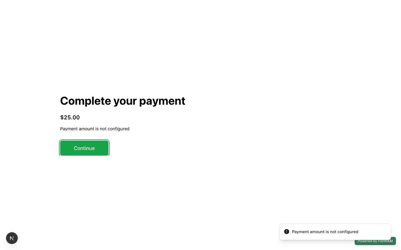 Payment field on a live Formit form