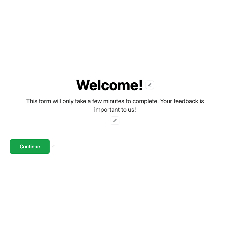 Welcome Screen block in the Formit builder