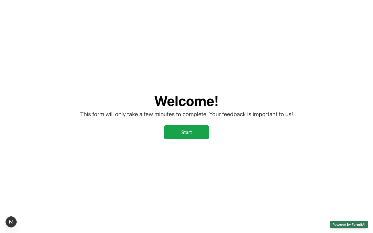 Welcome Screen field on a live Formit form