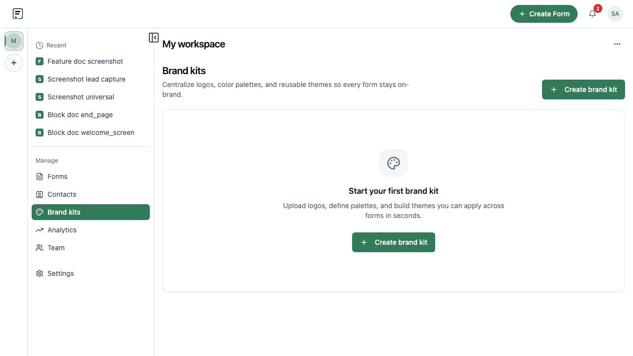 Formit brand kits and theme builder
