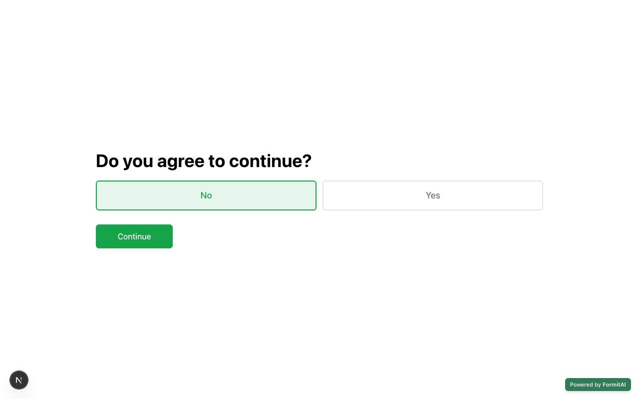 Yes/No field on a live Formit form