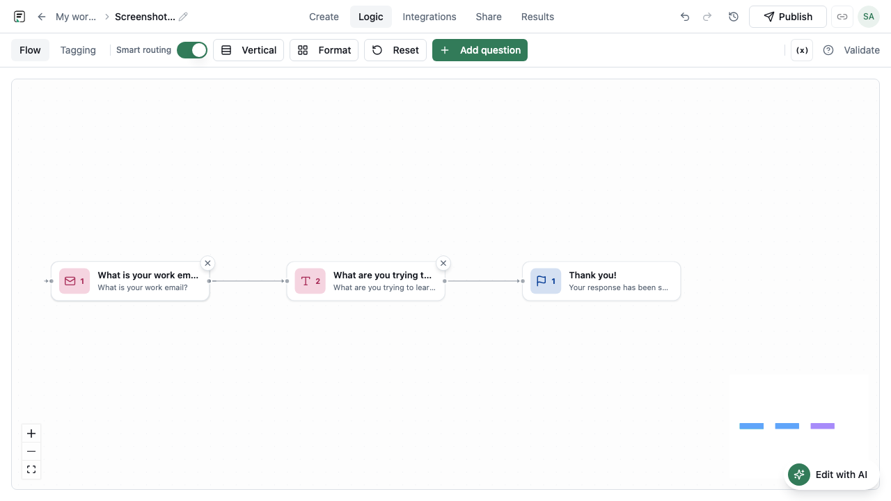 Formit form builder logic view with conditional branching rules