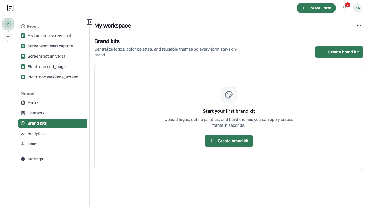 Formit brand kits and theme builder
